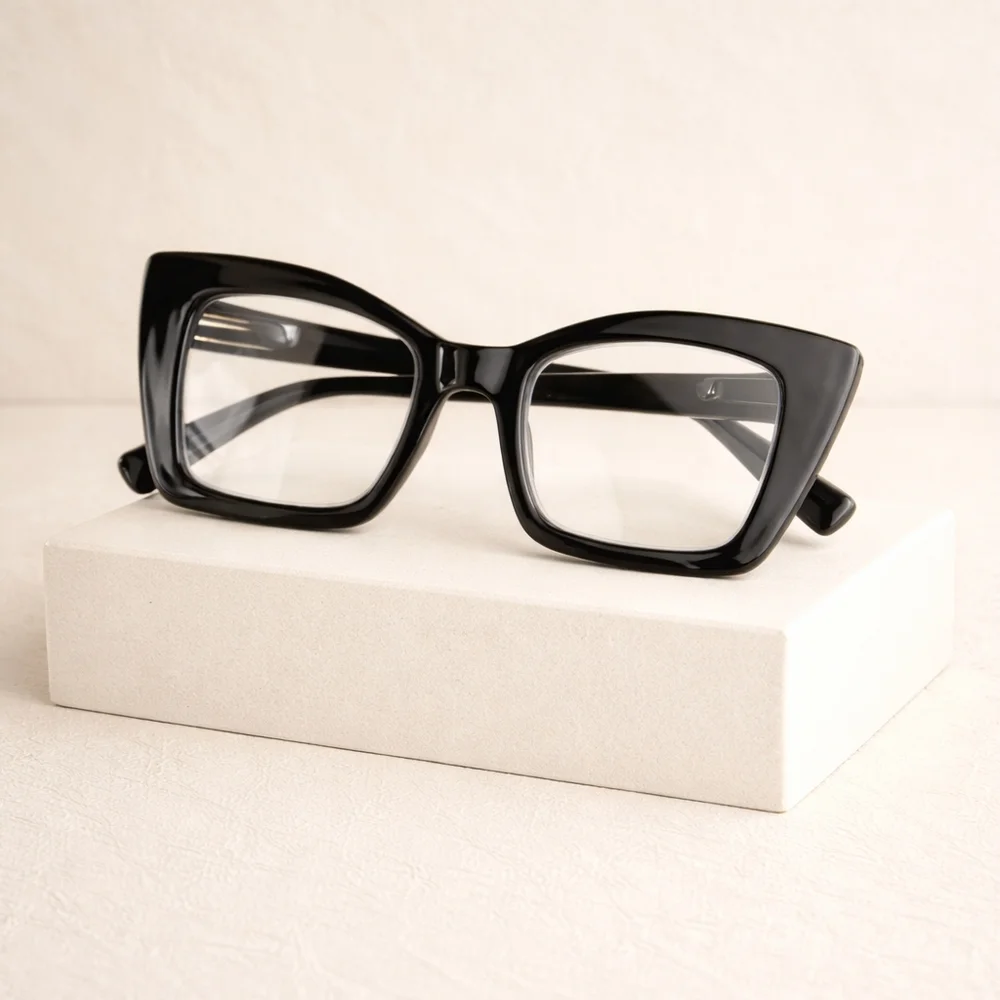 +100  Black Oversized Square Readers Glasses